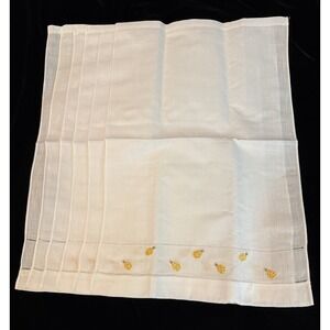 Lot of 6 NEW 100% Linen Towels 14x21" Each Yellow Ladybugs Embroidered Guest Tea